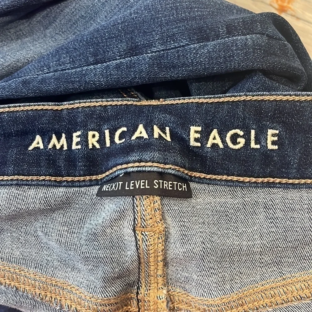 American Eagle High Rise Denim Jegging Next Level Stretch 0 Short Dark Skinny